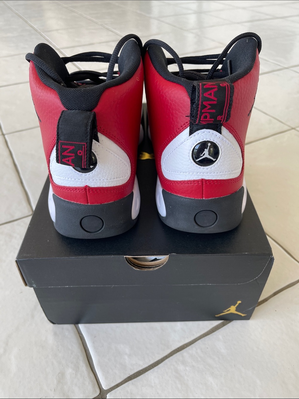 Jordan White, Red & Black Retro Basketball Sneakers - Picture 3 of 5
